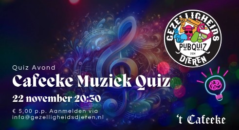 Muziek Quiz bij ´t Cafeeke in Uden op 22 november 2025