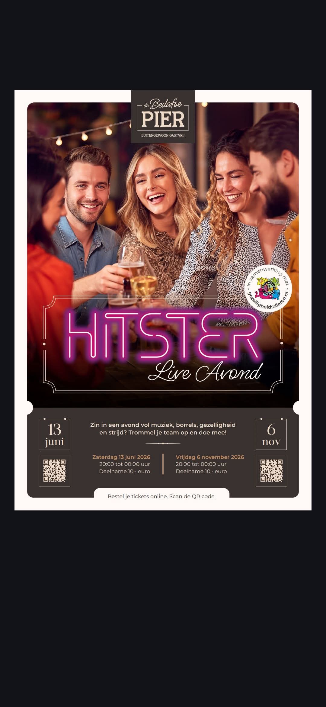 Hitster Live Avond bij de Bedafse Pier Uden 6 november 2026